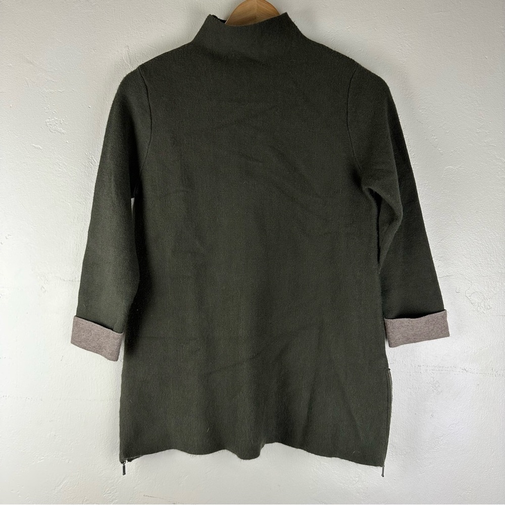 Tahari 3/4 Sleeve Turtleneck Zip Side Sweater Small